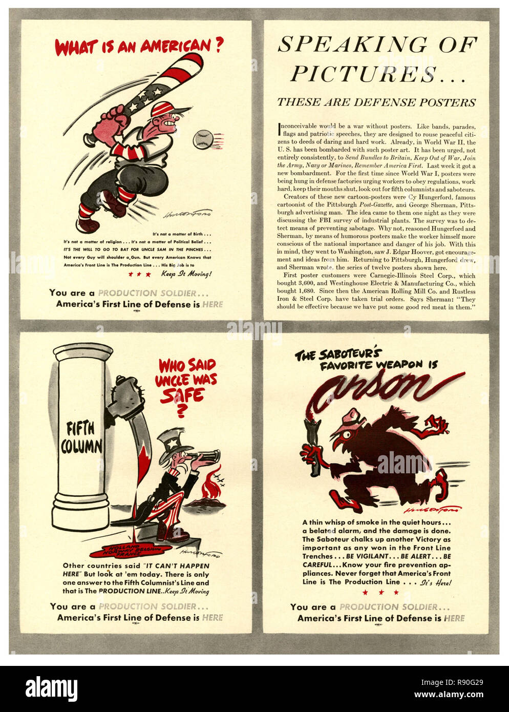 Amériques Première ligne de défense - Vintage Affiches de propagande américaine Banque D'Images