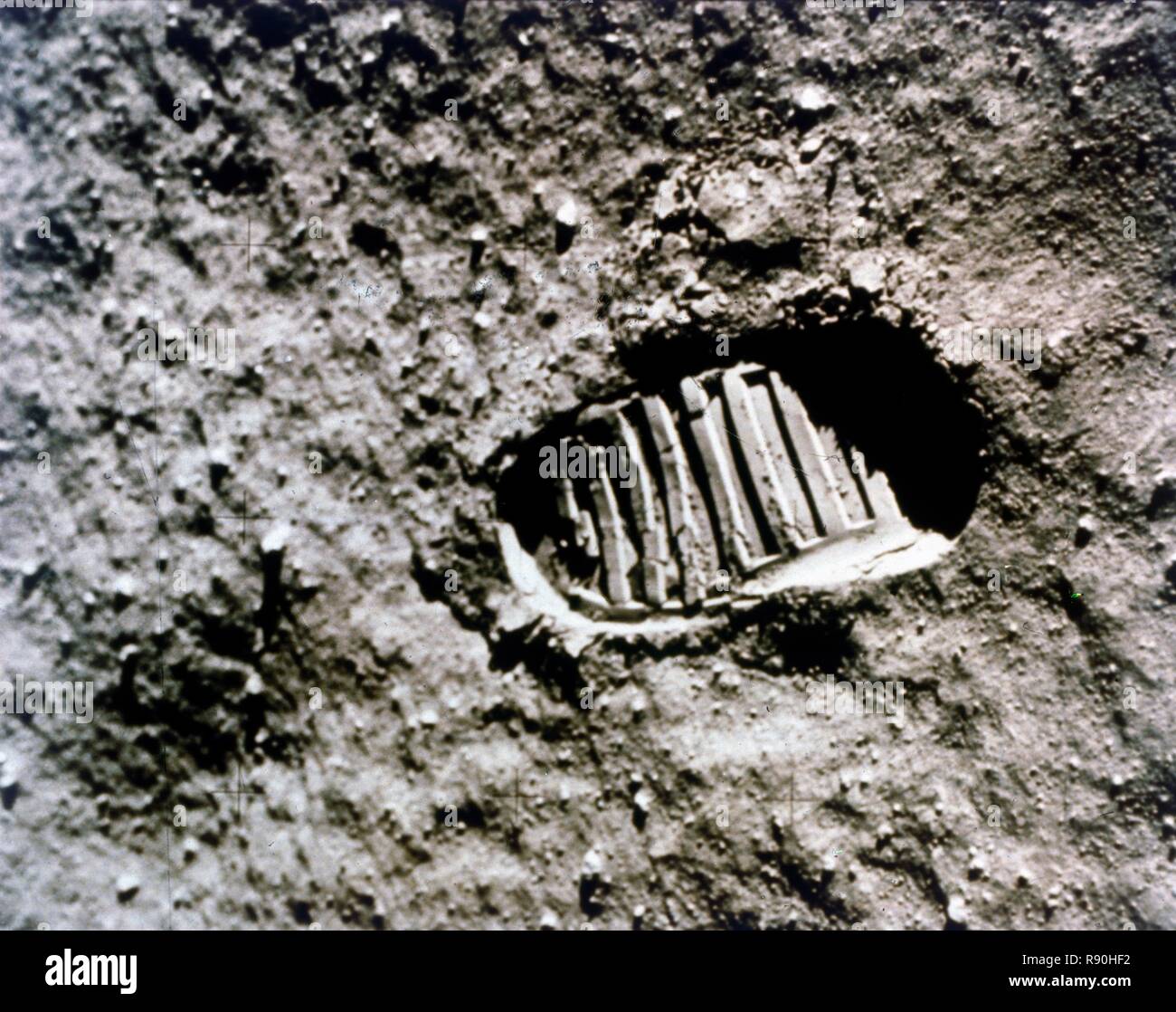 La première empreinte sur la Lune, mission Apollo 11, juillet 1969. Organisateur : la NASA. Banque D'Images