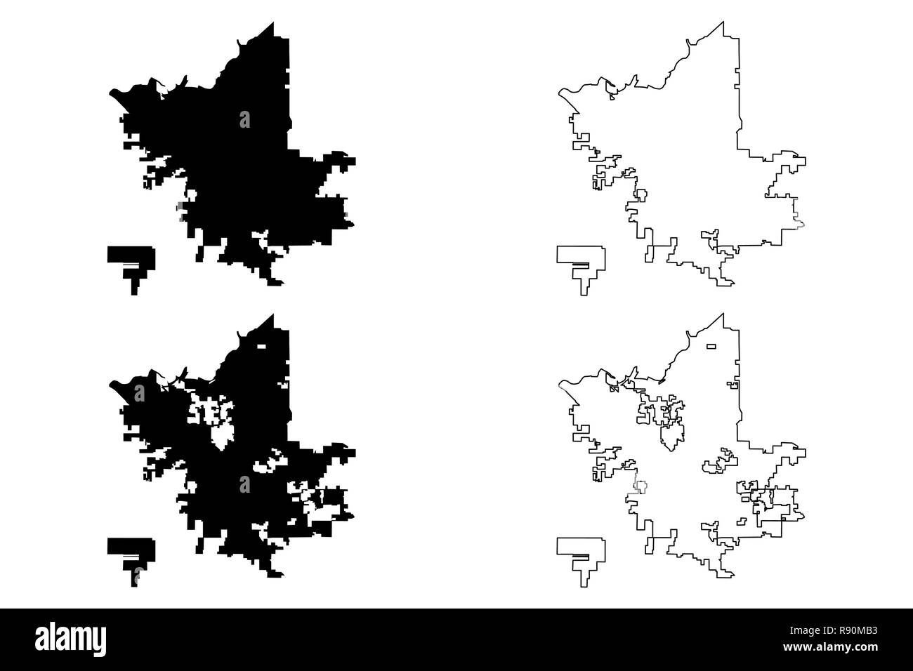 La ville de Fresno (États-Unis villes, United States of America, USA) site vector illustration, scribble sketch ville de Fresno site Illustration de Vecteur