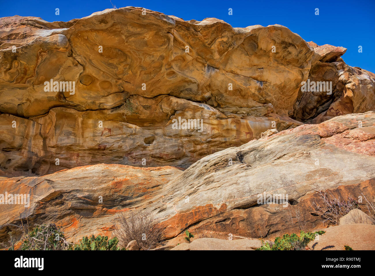 Laas Geel grottes avec des peintures rupestres néolithiques à Hargeisa, Somaliland. Banque D'Images