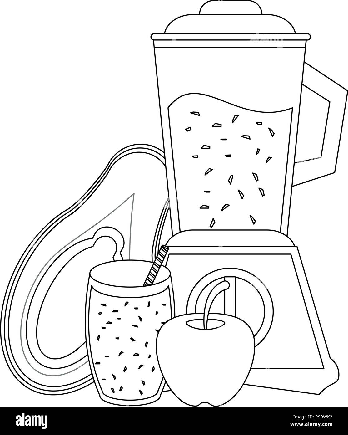 Jus de fruit et smoothies en noir et blanc Illustration de Vecteur