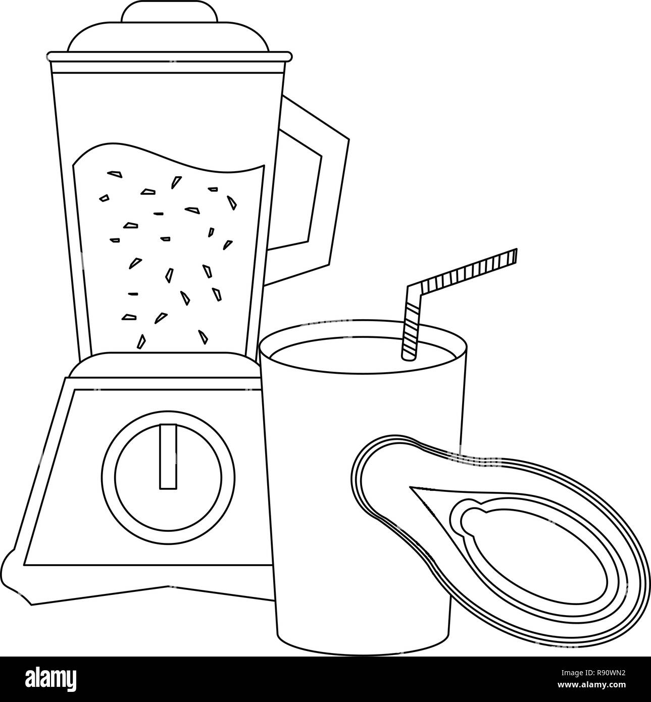 Jus de fruit et smoothies en noir et blanc Illustration de Vecteur