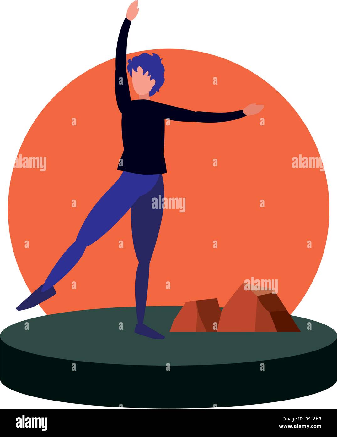 Femme pratiquant l'exercice naturel en extérieur vector illustration Illustration de Vecteur