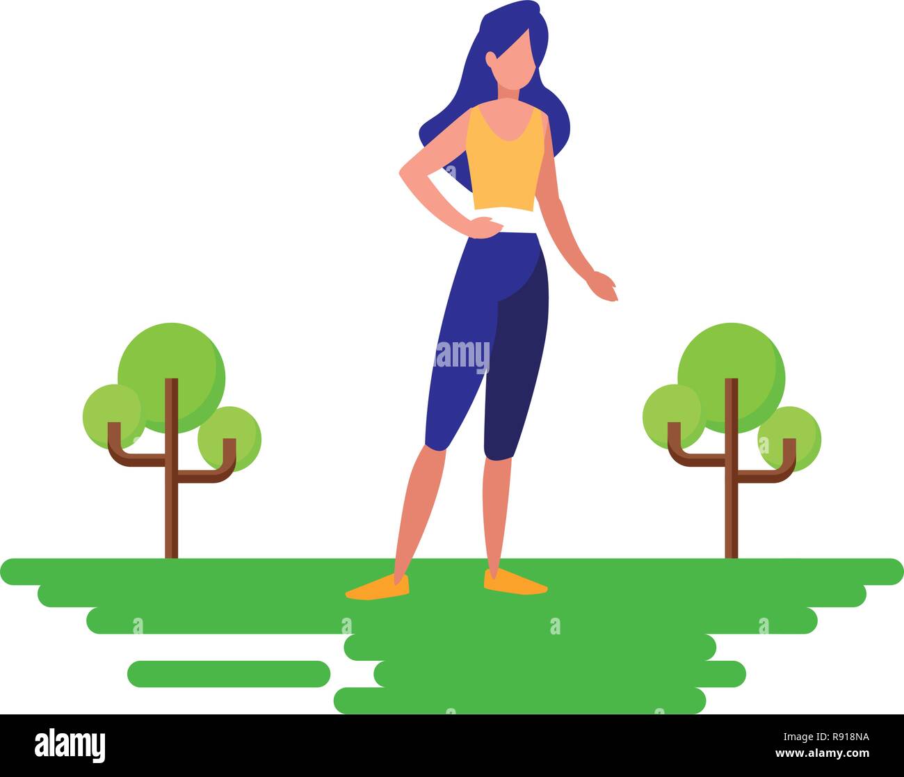 Femme pratiquant l'exercice naturel en extérieur vector illustration Illustration de Vecteur