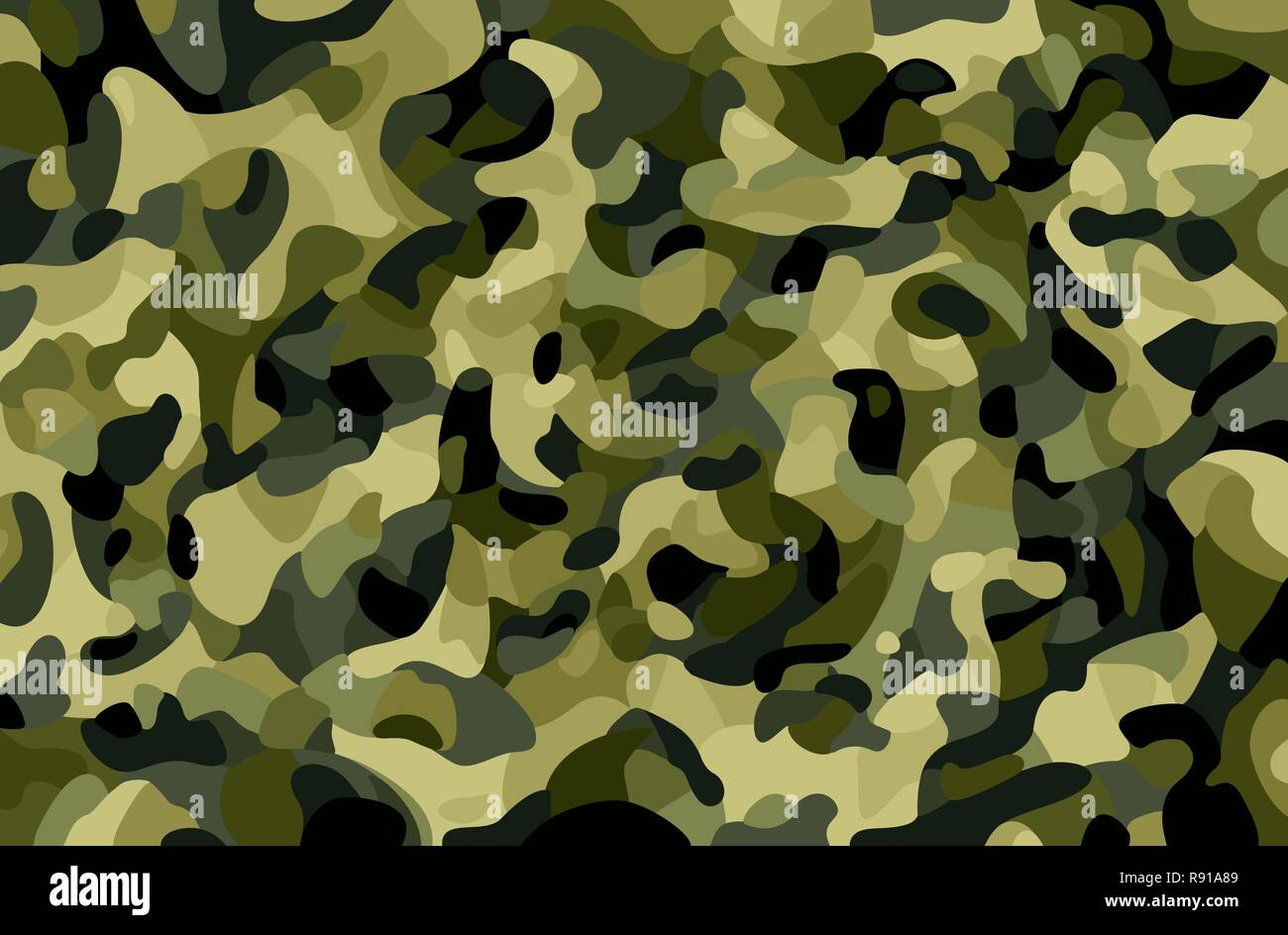 Arrière-plan de camouflage. Vert, brun, noir, olive forêt couleurs texture. Camo style à la mode. L'impression. Thème militaire. Vector illustration. Illustration de Vecteur