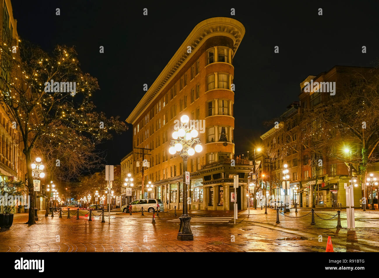 Hotel Europe, nuit, Gastown, Vancouver, British Columbia, Canada Banque D'Images