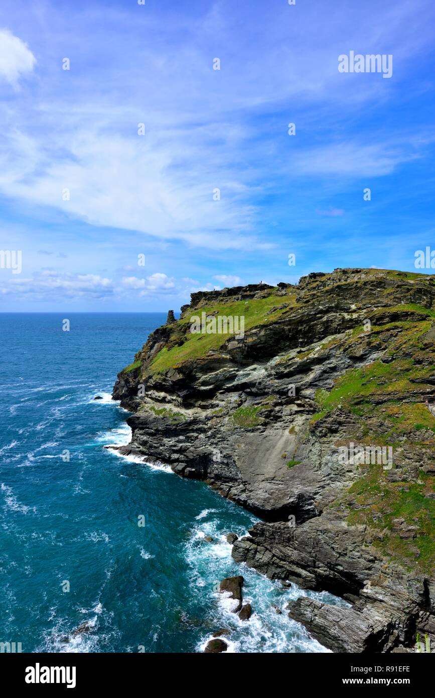 Château de Tintagel, péninsule de l'île Cornwall, Angleterre,,UK Banque D'Images