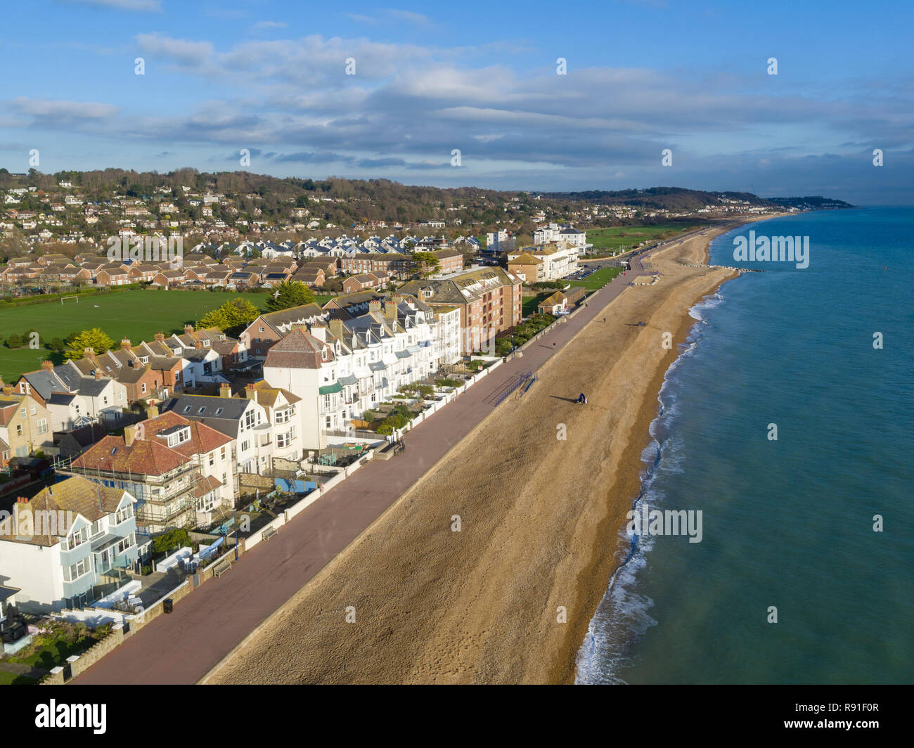 Vues aériennes de Marine Parade, Hythe, dans le Kent Banque D'Images