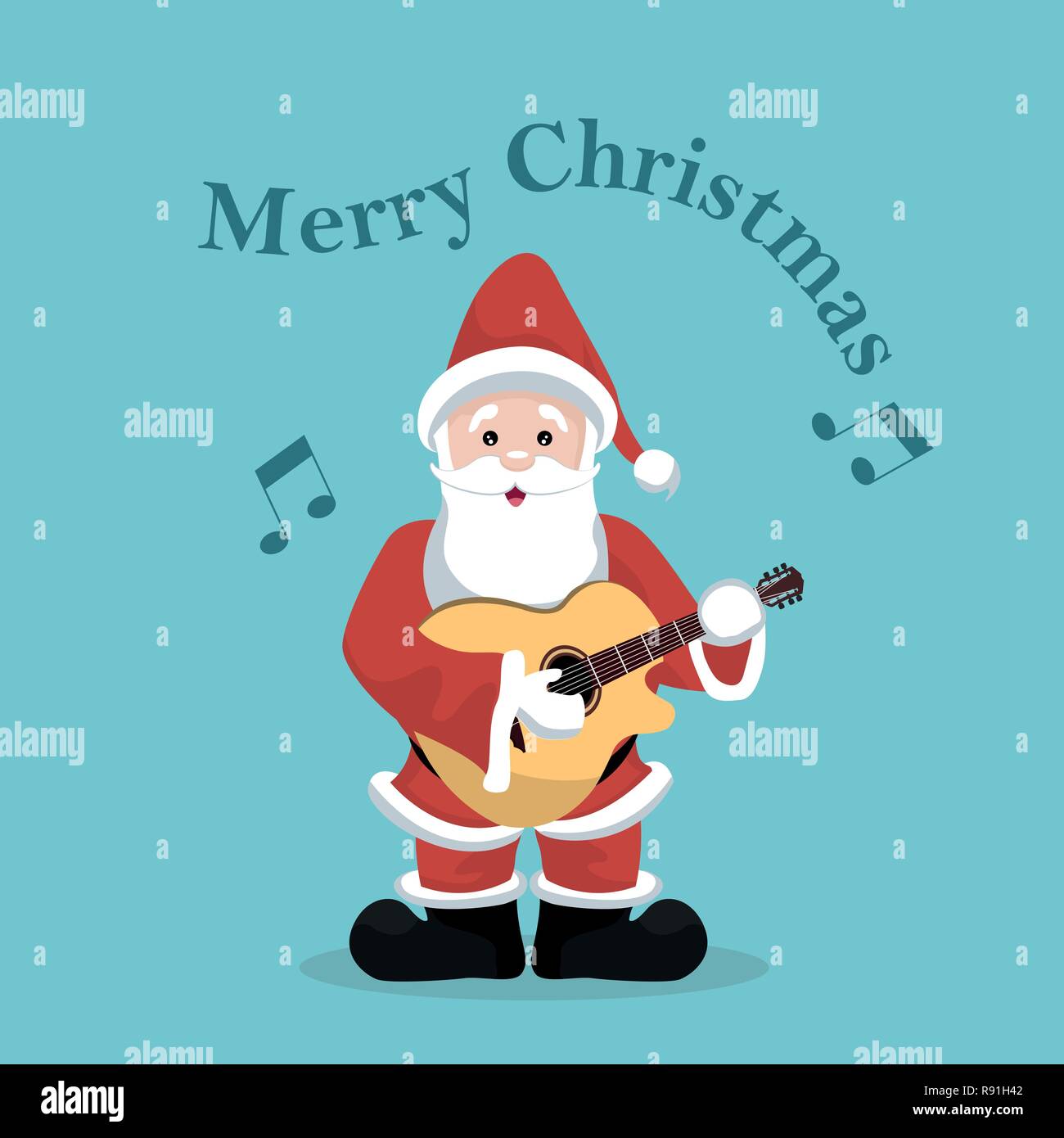 Carte de Noël de Santa Claus playing acoustic guitar Illustration de Vecteur