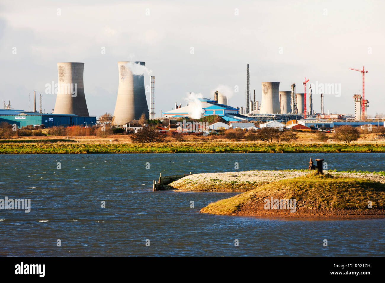 Salthome dans la réserve d'oiseaux RSPB Billingham, Teesside, Angleterre, Royaume-Uni. Nature de survivre dans un paysage fortement industrialisés. Banque D'Images