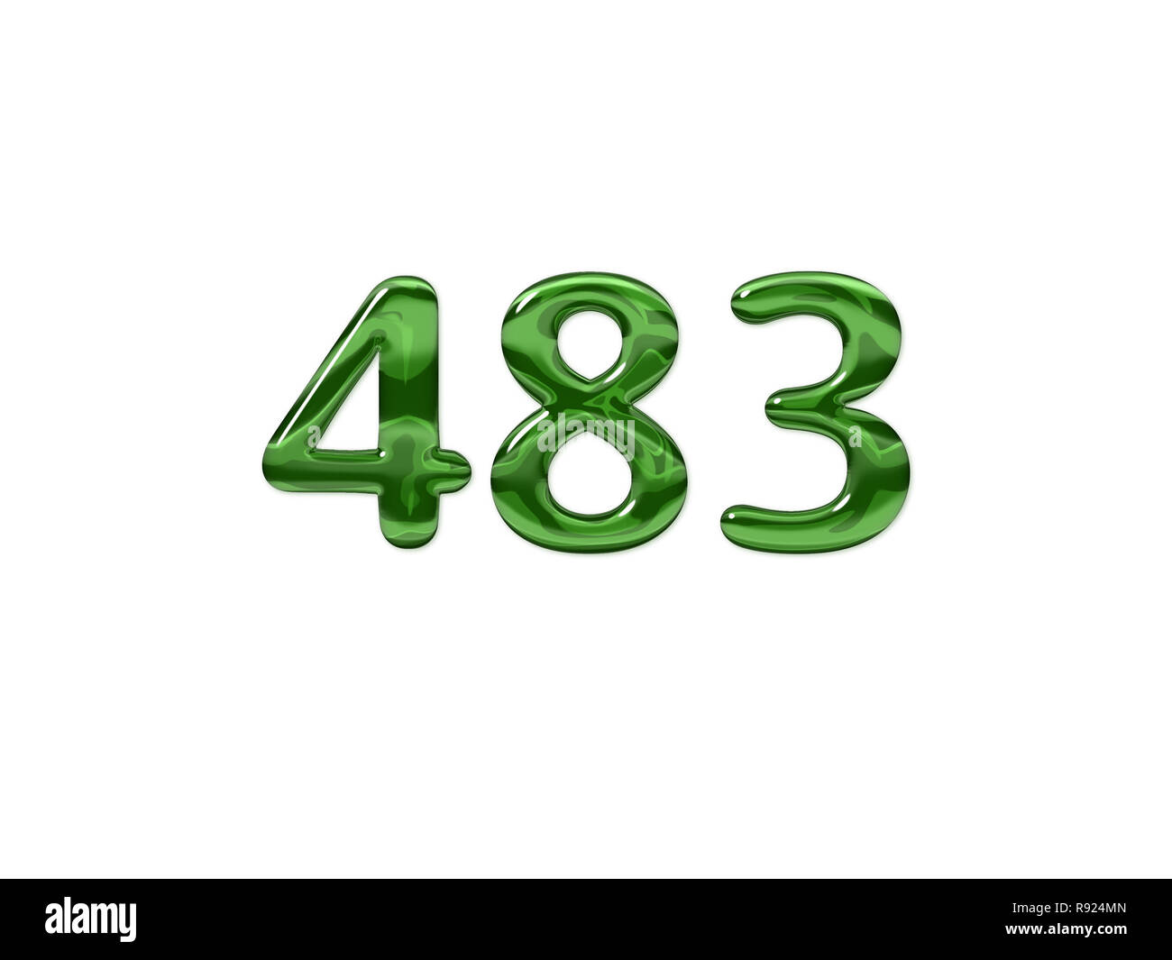 Numéro vert 483 isolé sur fond blanc Banque D'Images