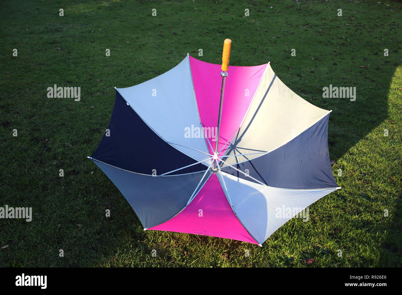 Grand Bleu,Gris et Rose Parapluie de golf Banque D'Images