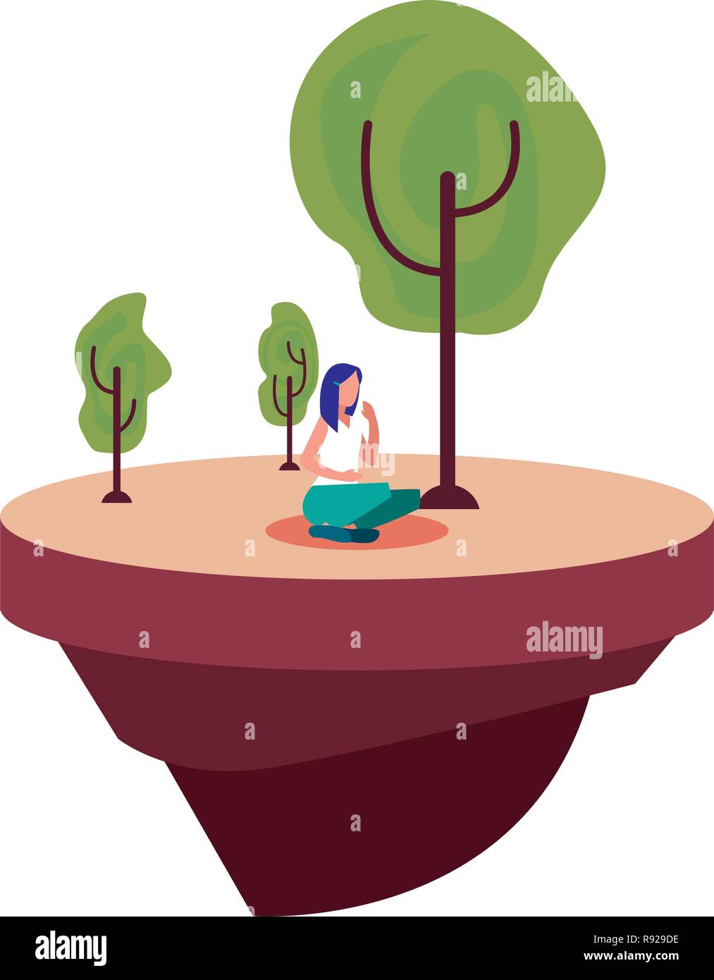 Yoga woman near tree vector illustration Illustration de Vecteur