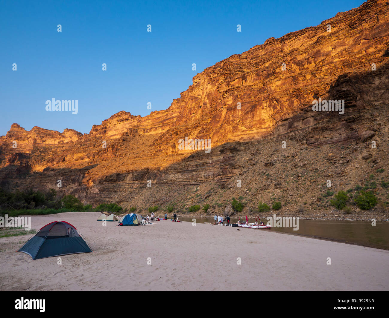 Little Rock House Camping, Desolation Canyon au nord de Green River, dans l'Utah. Banque D'Images