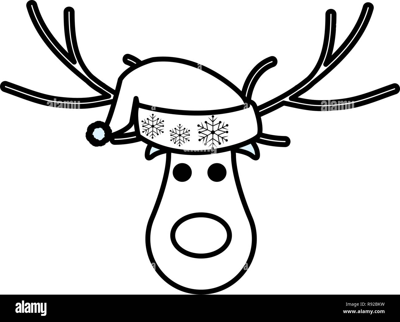 Dessin renne de noel rigolo Banque d'images noir et blanc - Alamy
