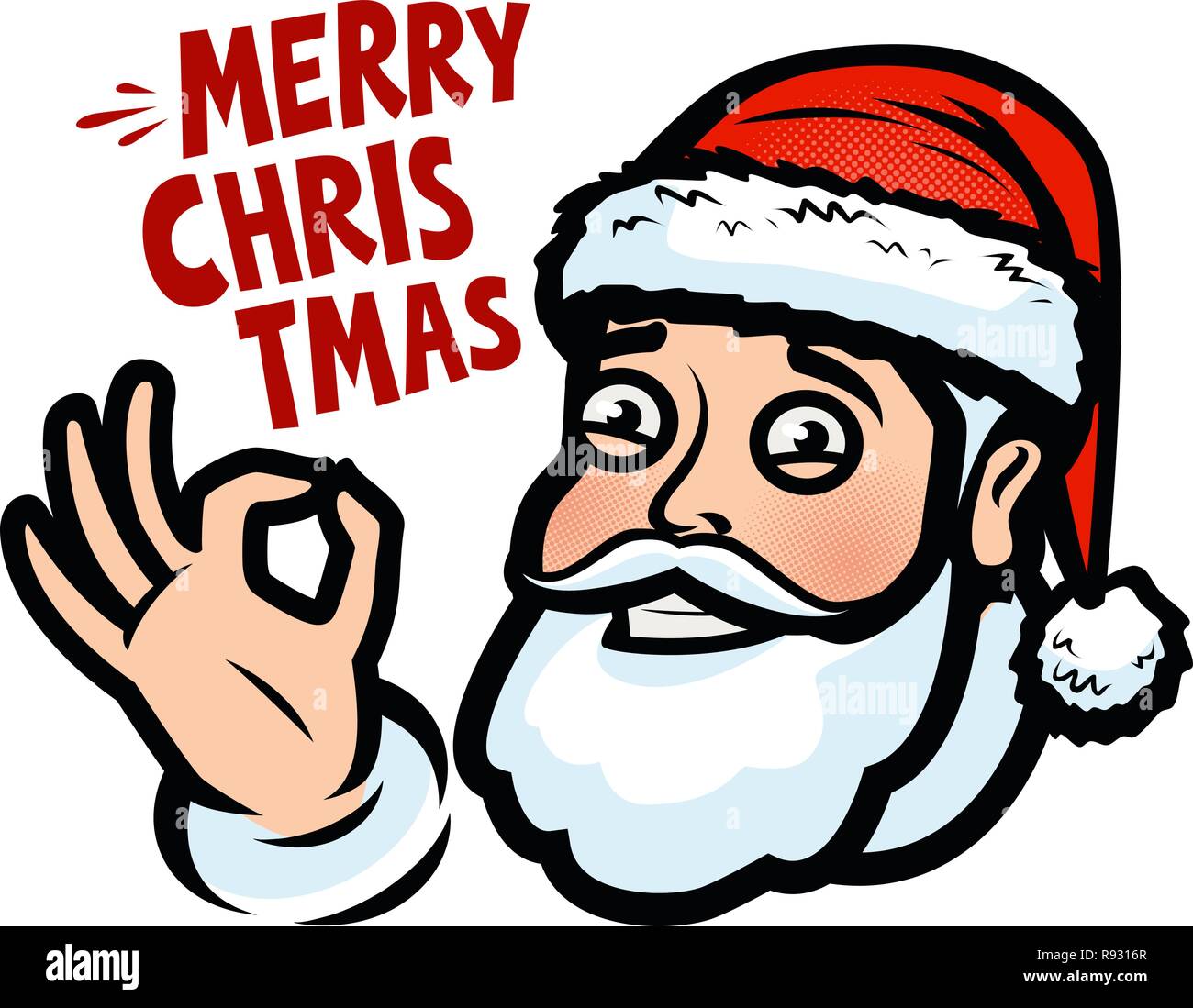 Funny Santa Claus. Carte de vœux de Noël, la bannière. Cartoon vector illustration Illustration de Vecteur