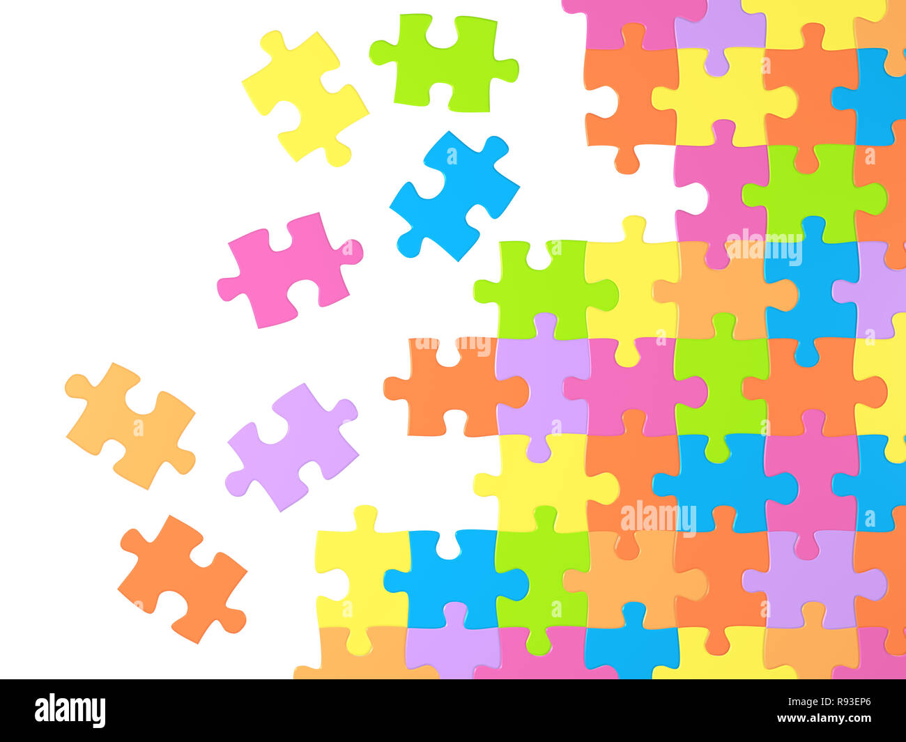 Arrière-plan avec de nombreux puzzles colorés Banque D'Images
