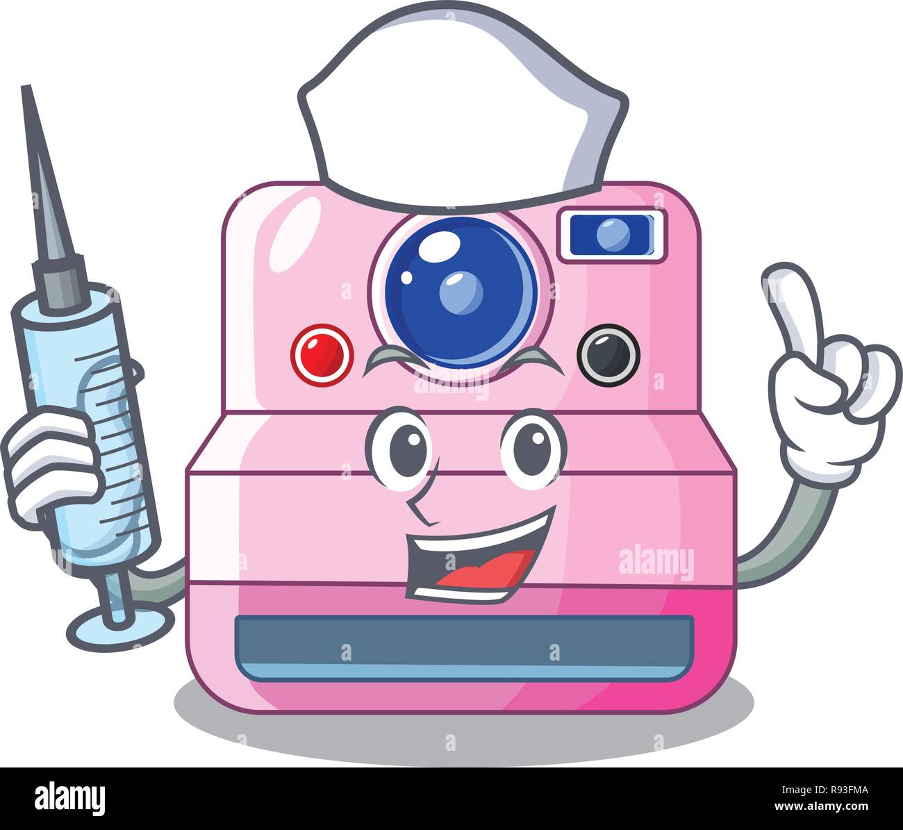 Appareil photo instantané infirmière avec révoquer caricature photo Illustration de Vecteur