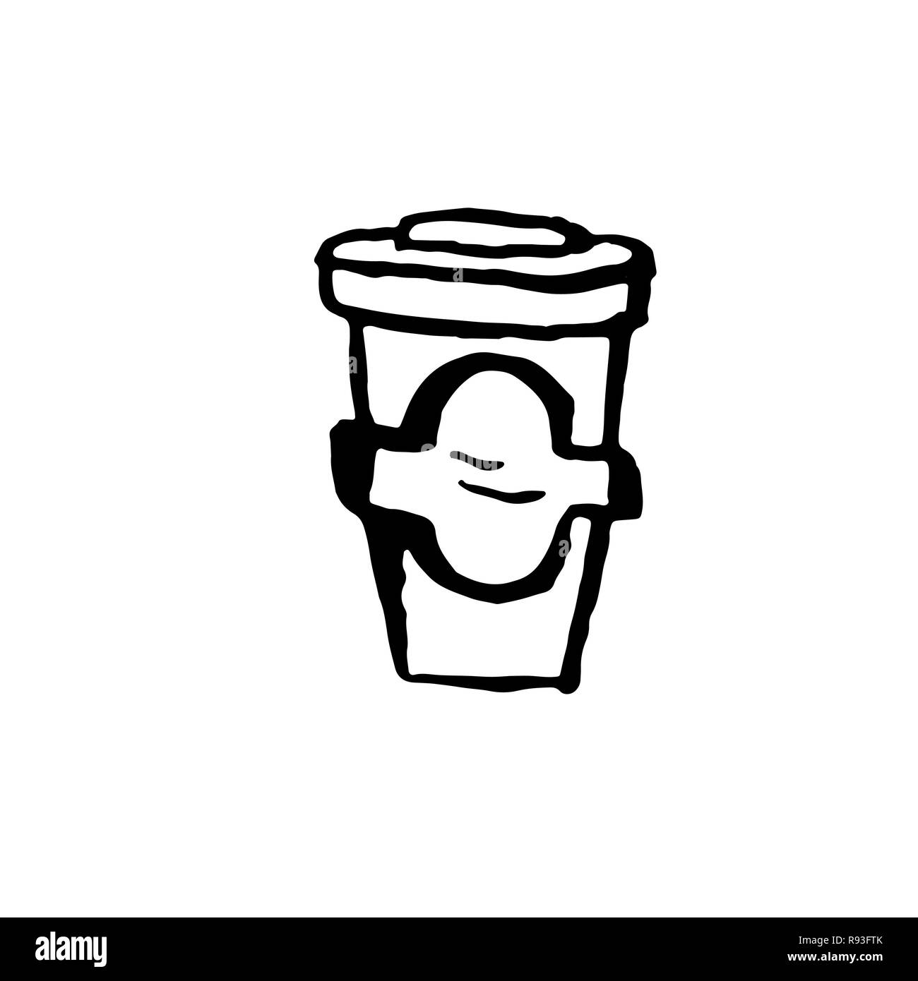 Icône représentant une tasse de café en papier. Pour l'encre grunge vector illustration. Illustration de Vecteur
