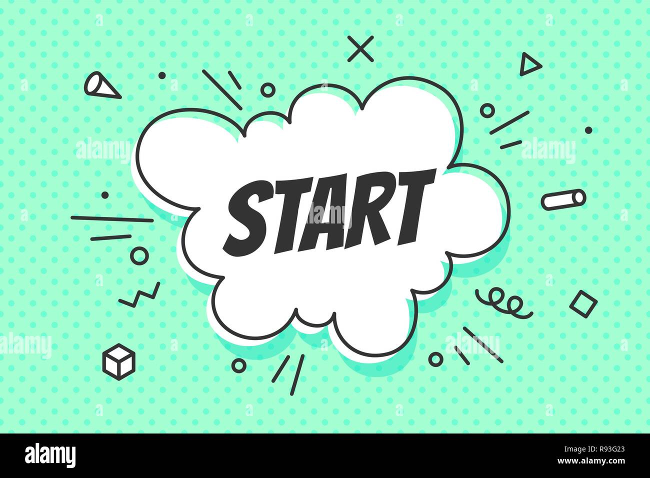 Démarrer, bulle. Bannière, bulle, affiche et un autocollant Illustration de Vecteur