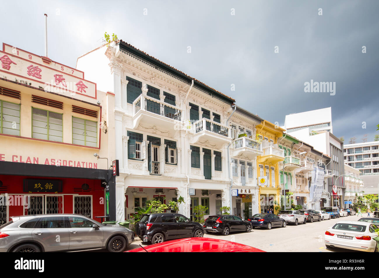 Shophouses à Bukit Pasoh Road Precinct. Singapour. Banque D'Images