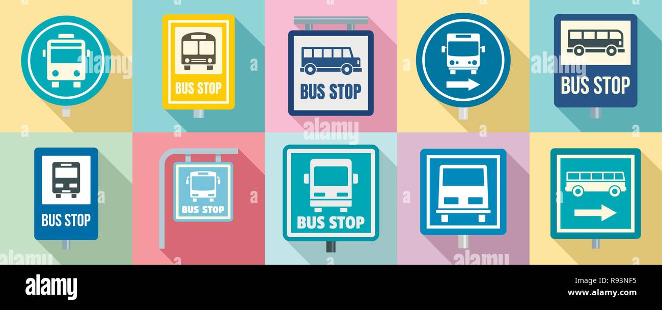 Arrêt de Bus icon set. Arrêt de bus télévision ensemble d'icônes vectorielles pour le web design Illustration de Vecteur