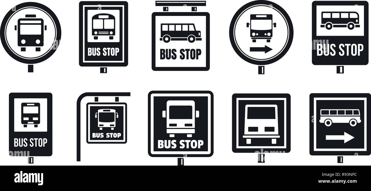 Bus stop sign icon set. Simple jeu d'bus stop sign vector icons pour le web design sur fond blanc Illustration de Vecteur