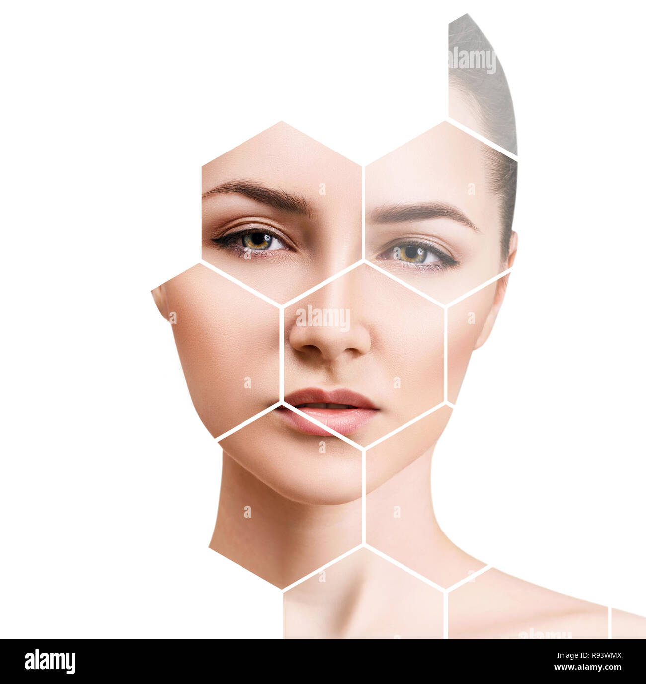 Beau visage féminin en miel. Banque D'Images