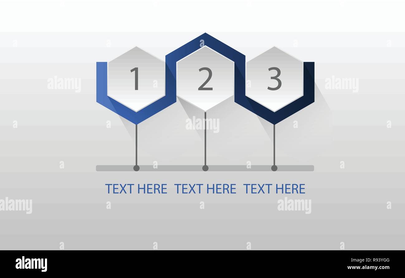 Processus en trois étapes hexagonales infographique Illustration de Vecteur