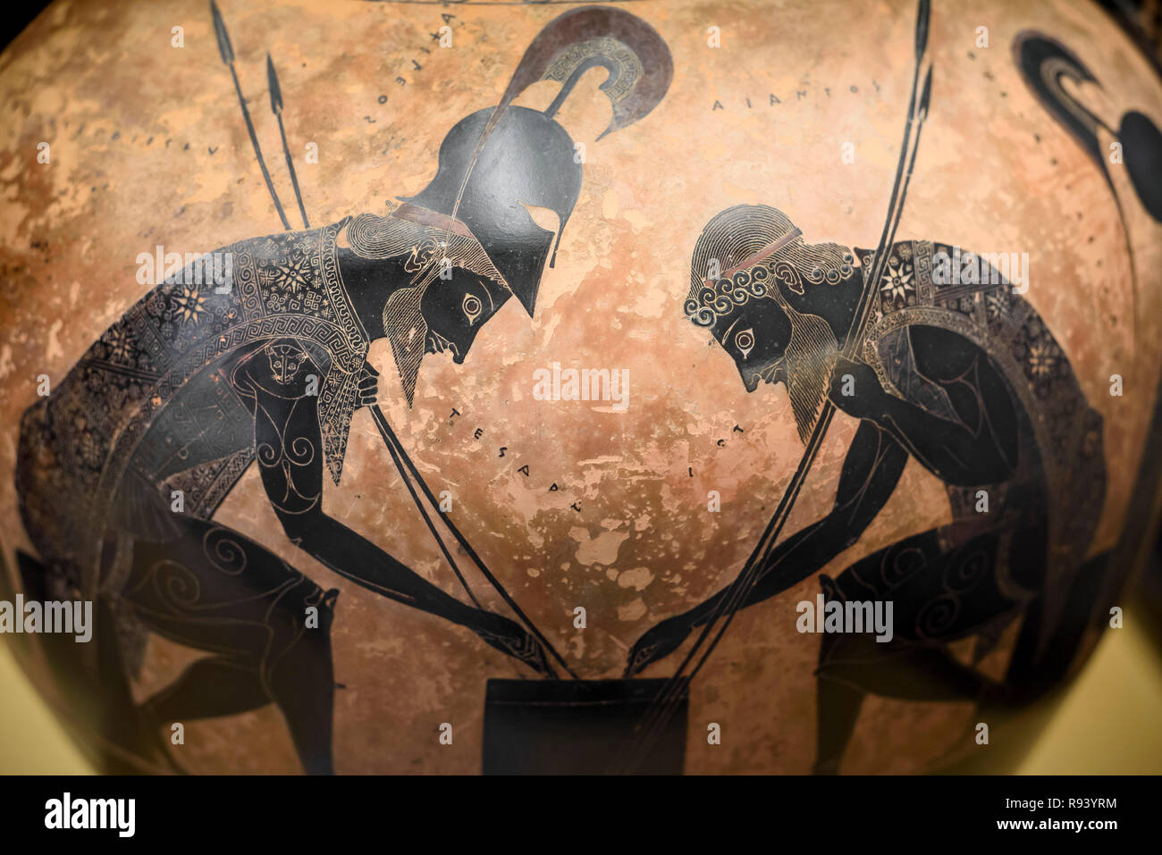 Rome. L'Italie. Achille (à gauche) et Ajax jouaient aux dés. Grenier à figures noires amphore signé par Exekias, 540-530 BC. Musées du Vatican (Musei Vaticani) Banque D'Images