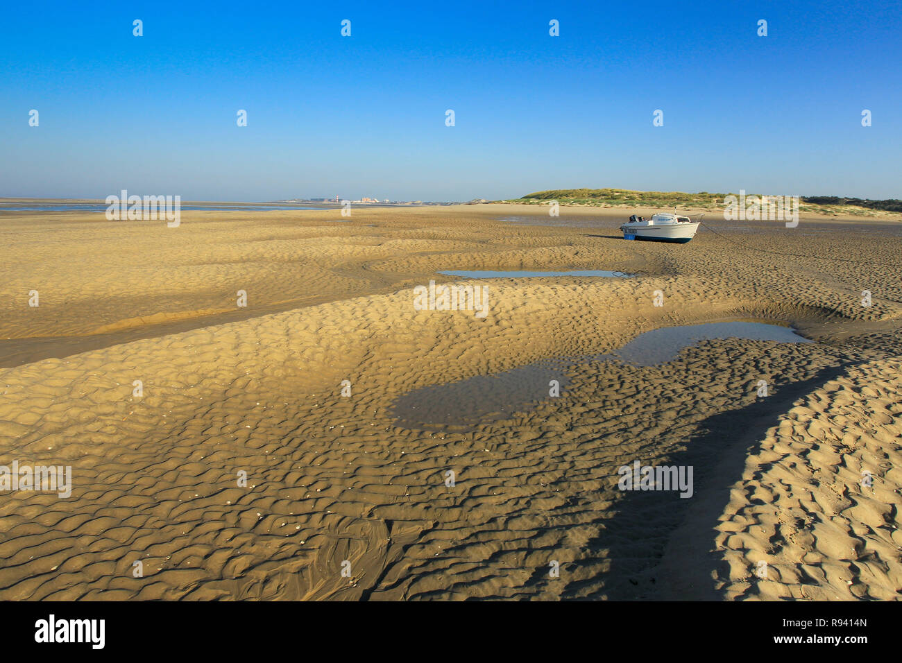 La plage de Waden, dans la baie d'Authie, le long de la zone côtière, "côte d'Opale". Plage et dune Banque D'Images