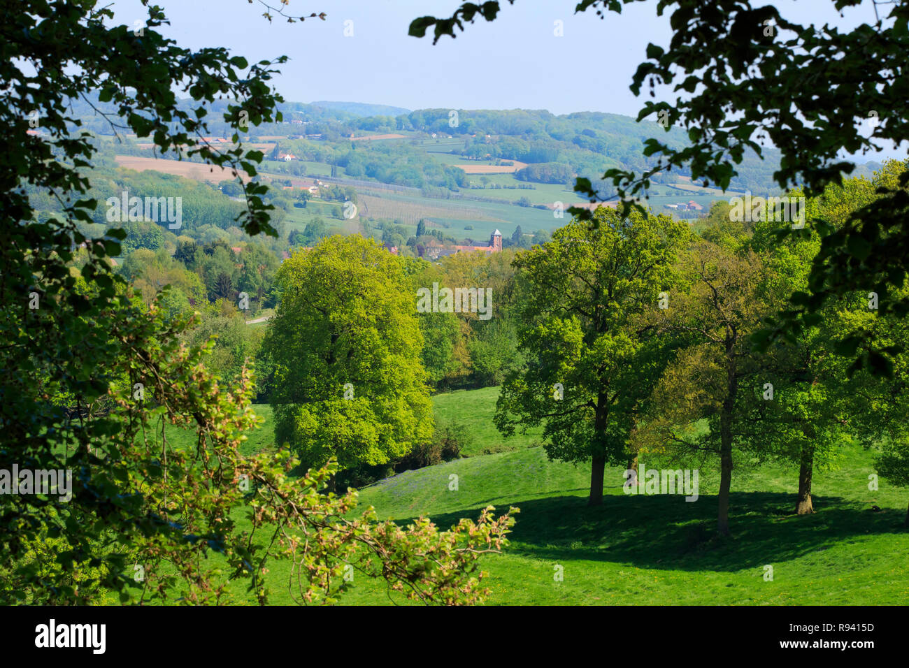 Paysage de la Flandre française vue depuis la petite colline "Mont des Cats" (nord de France) Banque D'Images