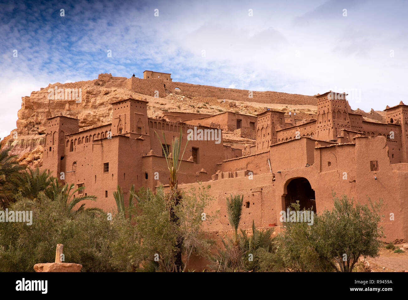 Maroc, Agadir, Ksar Aït-Ben-Haddou, Kasbah, à partir de la rivière de l'Ounila Banque D'Images