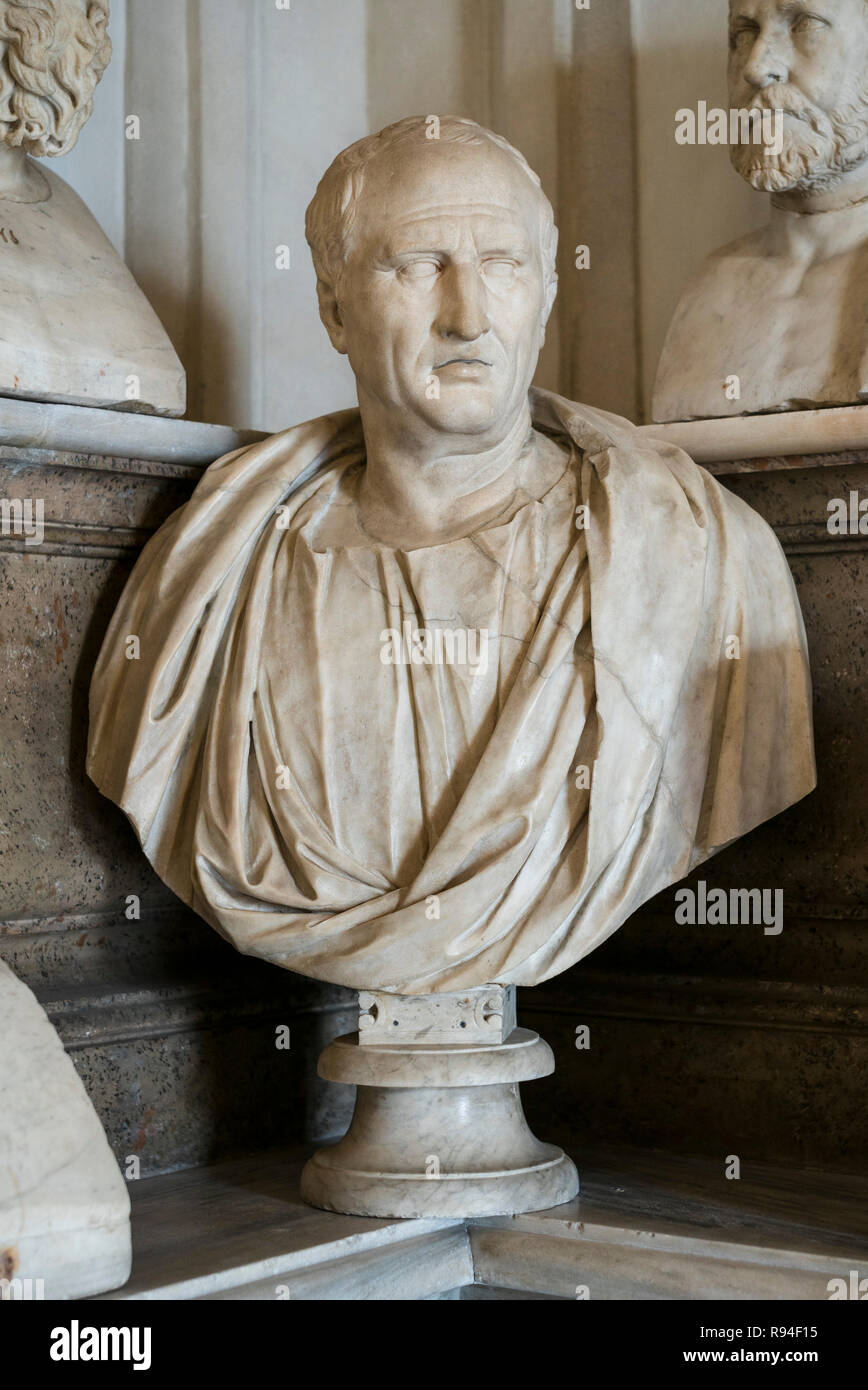 Rome. L'Italie. Buste Portrait de Cicéron (ca. 106-43 av. J.-C.), 1er siècle après JC, Salle des Philosophes, les musées du Capitole. Sala dei Musei Capitolin, Arts Banque D'Images
