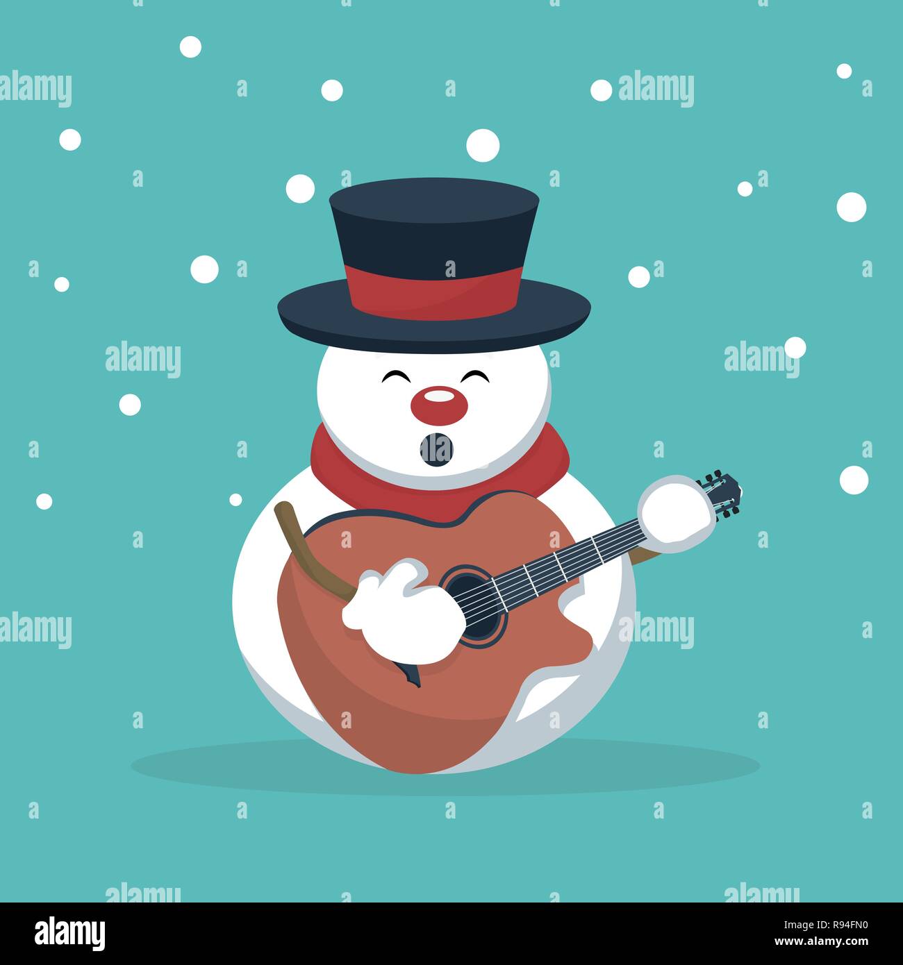 Bonhomme de neige de Noël carte à jouer de la guitare musicien Image  Vectorielle Stock - Alamy