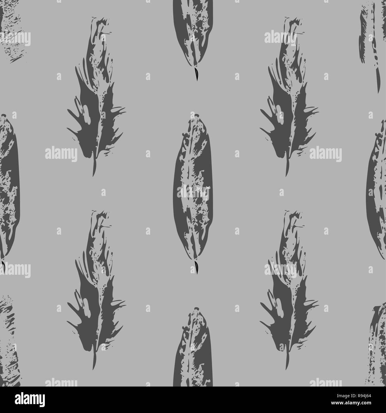 Les plumes des oiseaux Grunge Vector pattern transparente sur fond gris 10 spe Illustration de Vecteur