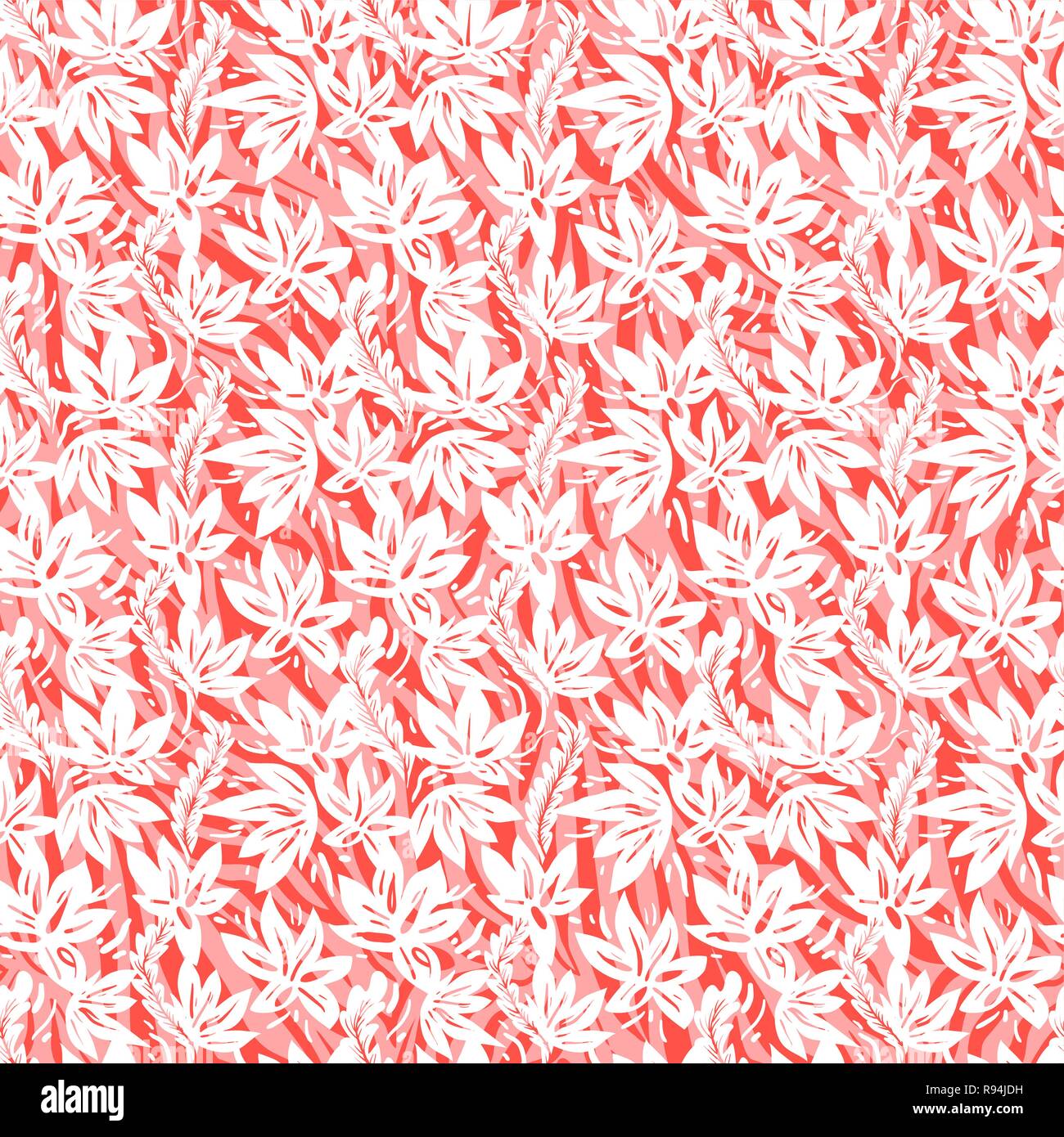 Seamless Vector background couleur corail. Motif ethnique de la nature. Illustration de Vecteur