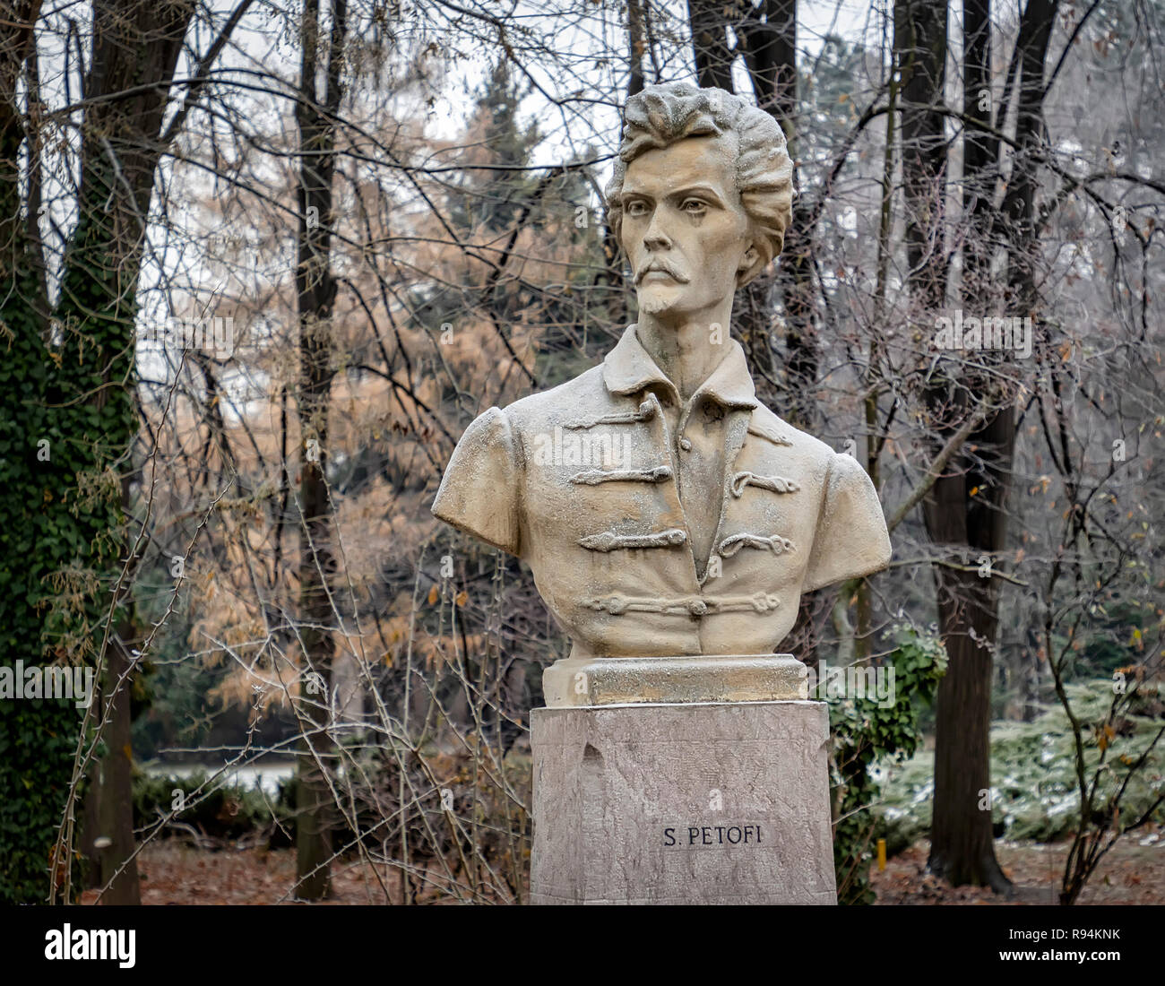 Bucarest, Roumanie - 7 décembre : La statue de Sandor Petofi est considéré à l'Parcul Regele Mihai I (Roi Mihai I Park) le 7 décembre 2018 à Bucarest, Roumanie. Il a été l'un des plus importants poète hongrois au 19e siècle. Banque D'Images