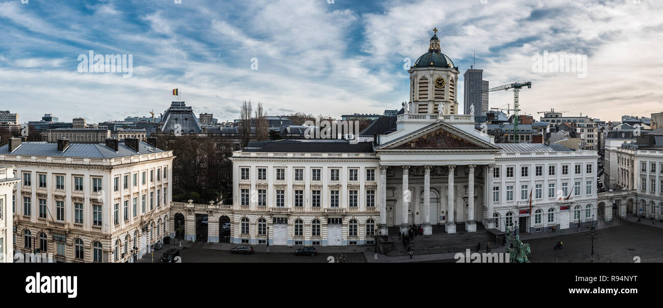 Vue panoramique sur la ville de Bruxelles, de la vieille ville, la Place Royale et l'instrument de musique du Coudenberg Museum Banque D'Images