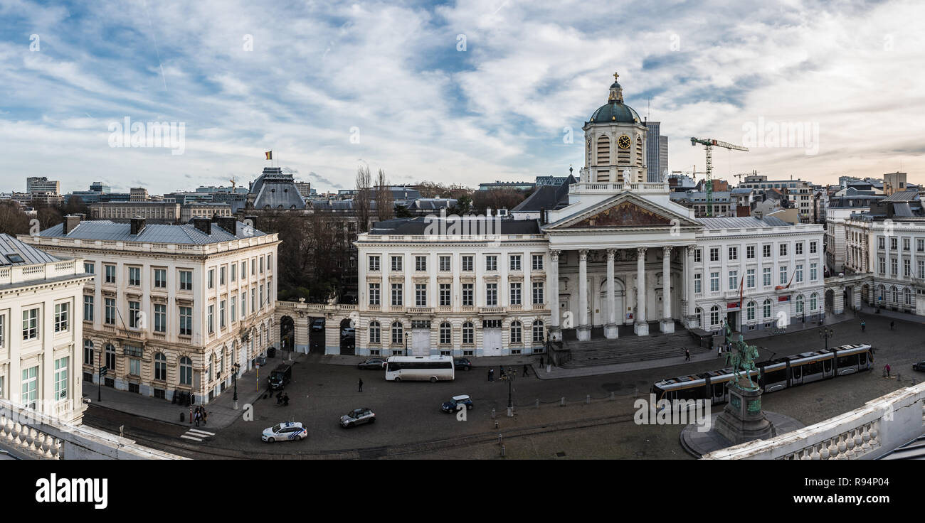 Vue panoramique sur la ville de Bruxelles, de la vieille ville, la Place Royale et l'instrument de musique du Coudenberg Museum Banque D'Images