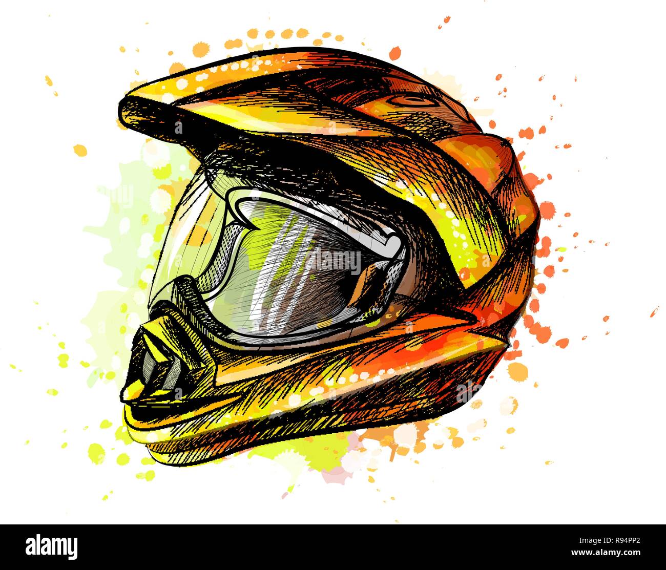 Casque de moto à partir d'une aquarelle de splash Illustration de Vecteur