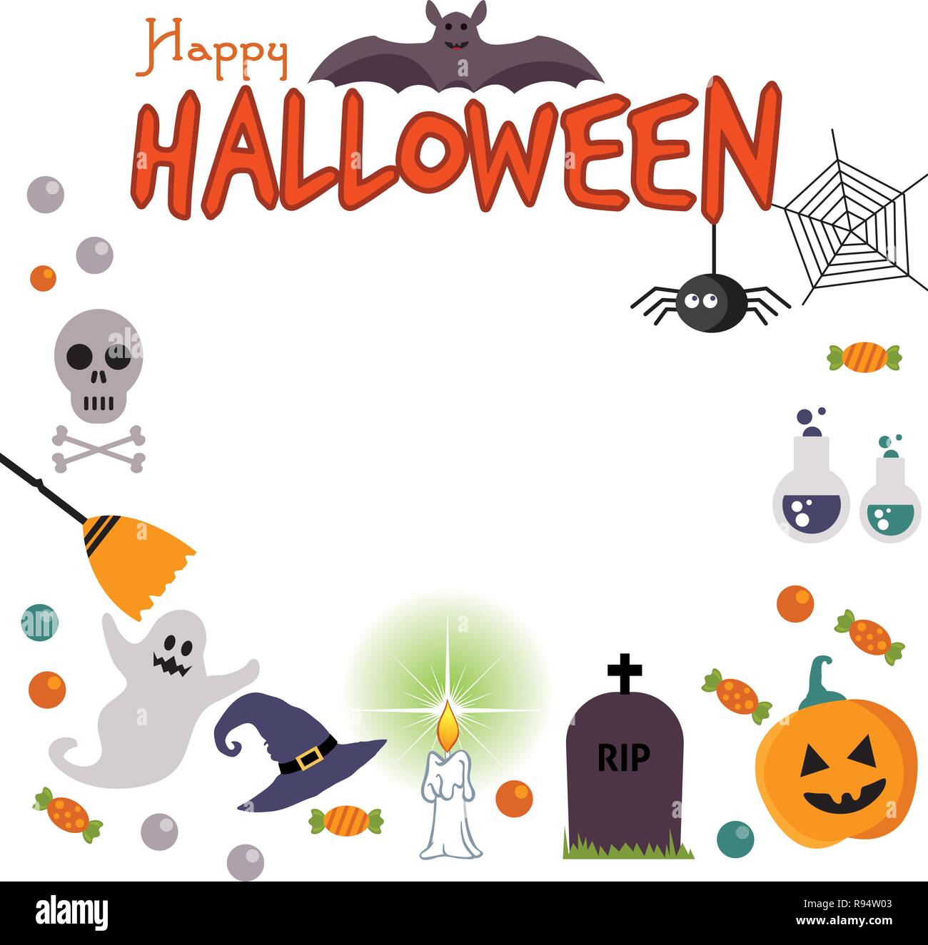 Jeu d'Halloween Fun et colorée des éléments de conception et d'icônes sur fond blanc Illustration de Vecteur Jeu d'Halloween Fun et colorée des éléments de conception et d'icônes sur fond blanc Illustration de Vecteur