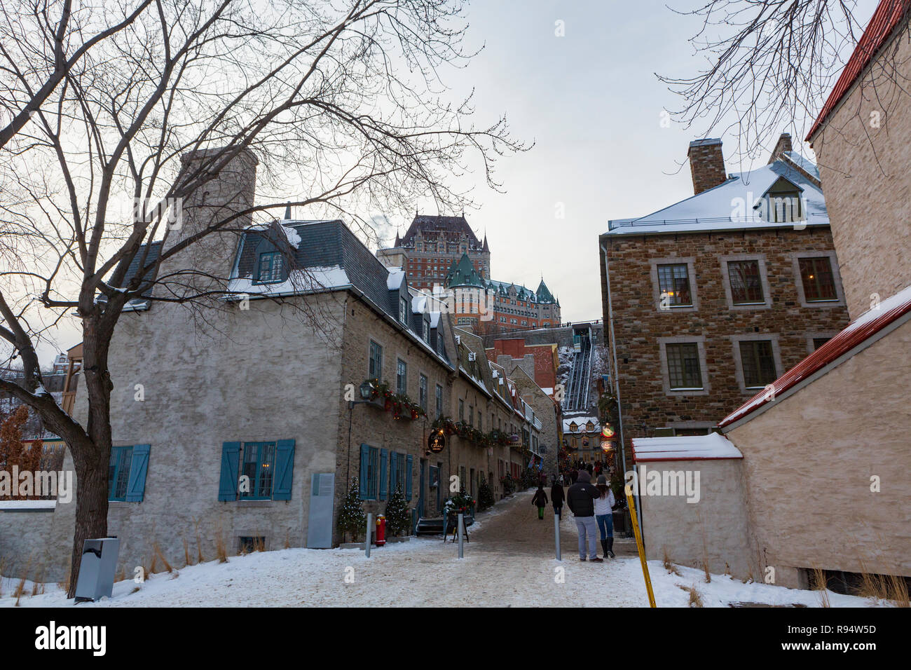 La ville de Québec, Québec, Canada est la plus ancienne colonie européenne en Amérique du Nord et la seule ville fortifiée au nord du Mexique dont les murs existent encore. Banque D'Images