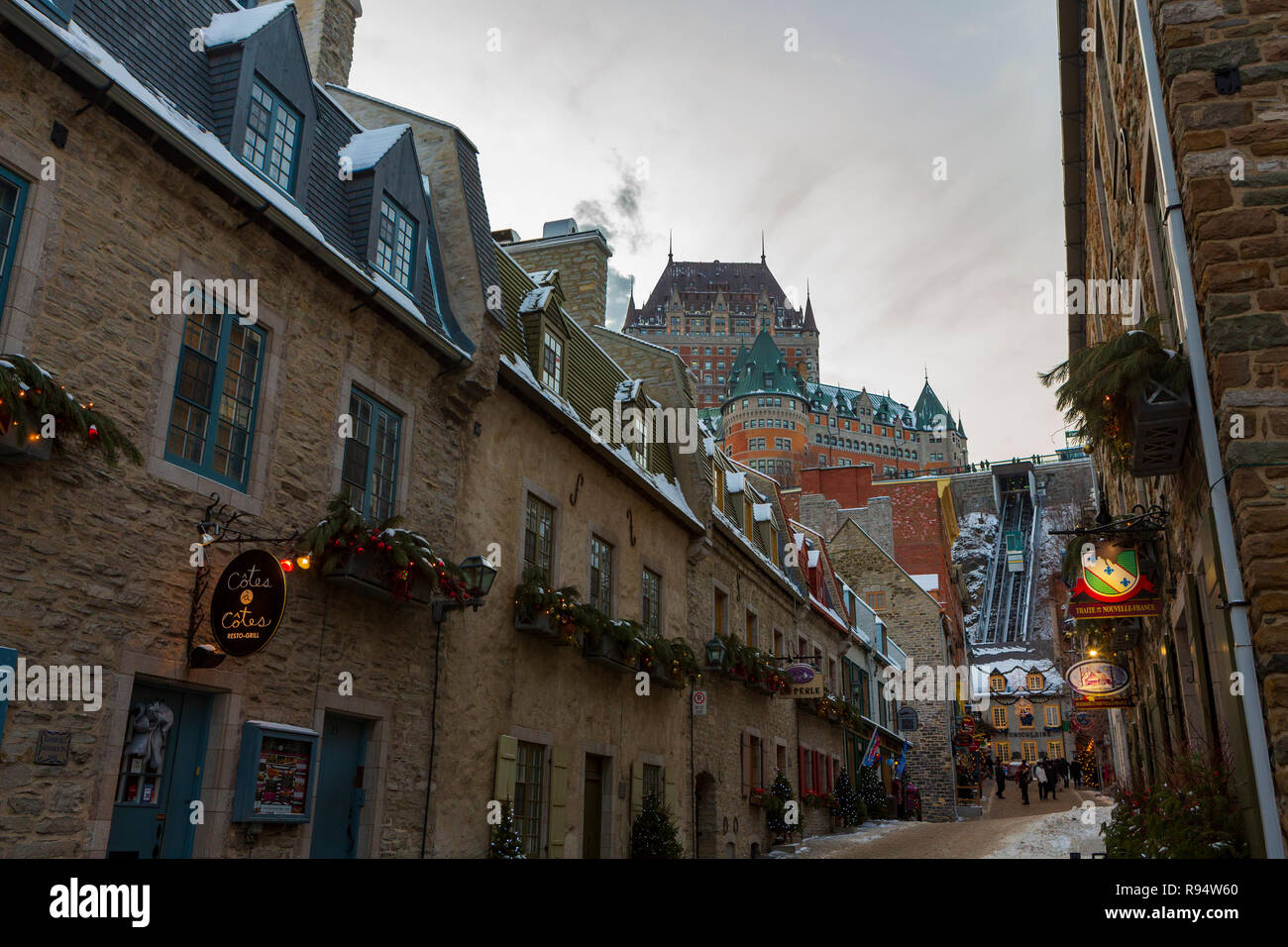 La ville de Québec, Québec, Canada est la plus ancienne colonie européenne en Amérique du Nord et la seule ville fortifiée au nord du Mexique dont les murs existent encore. Banque D'Images