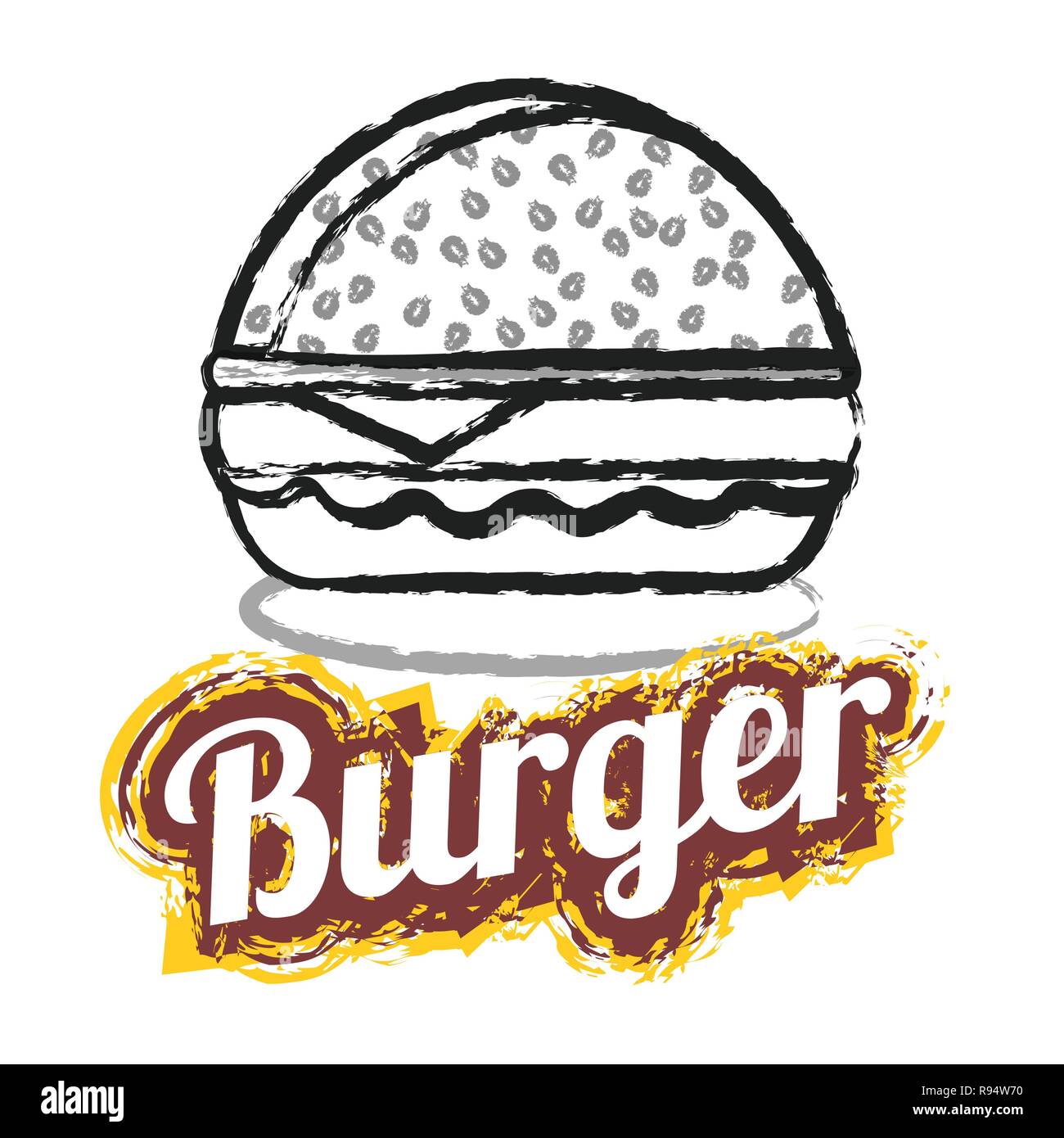 Tasty burger scénario dans un fast food avec de la viande, du fromage, et des salades. Vector Illustration. Illustration de Vecteur Tasty burger scénario dans un fast food avec de la viande, du fromage, et des salades. Vector Illustration. Illustration de Vecteur