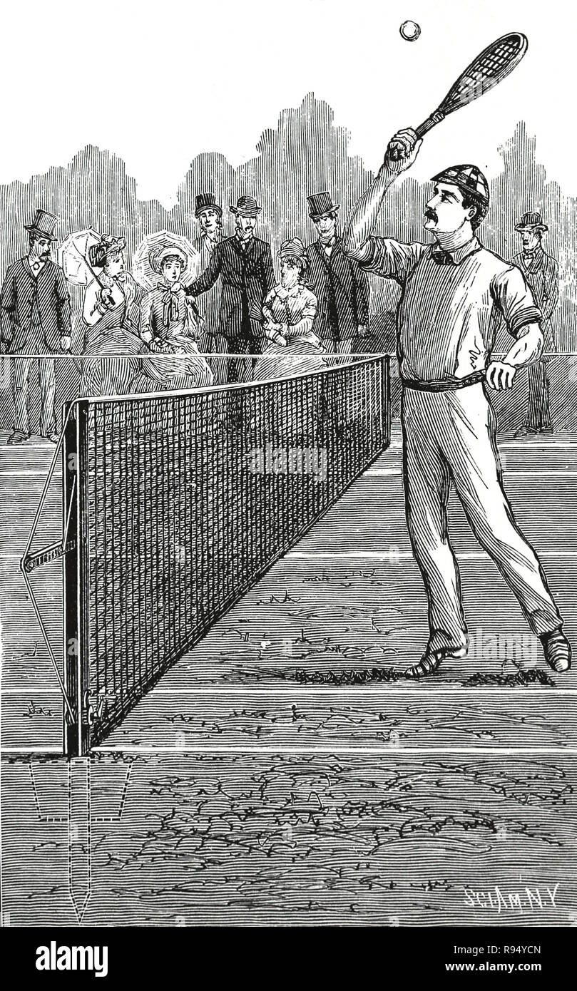 Joueur de tennis. 19e siècle. L'Europe. Banque D'Images