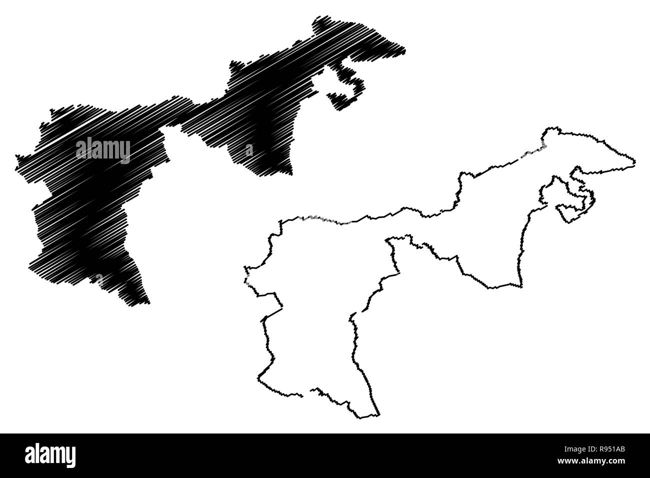 Appenzell Rhodes-Extérieures (Cantons de Suisse, cantons, Confédération) map vector illustration gribouillage, croquis Canton de Appenzell Rhodes-Extérieures Illustration de Vecteur