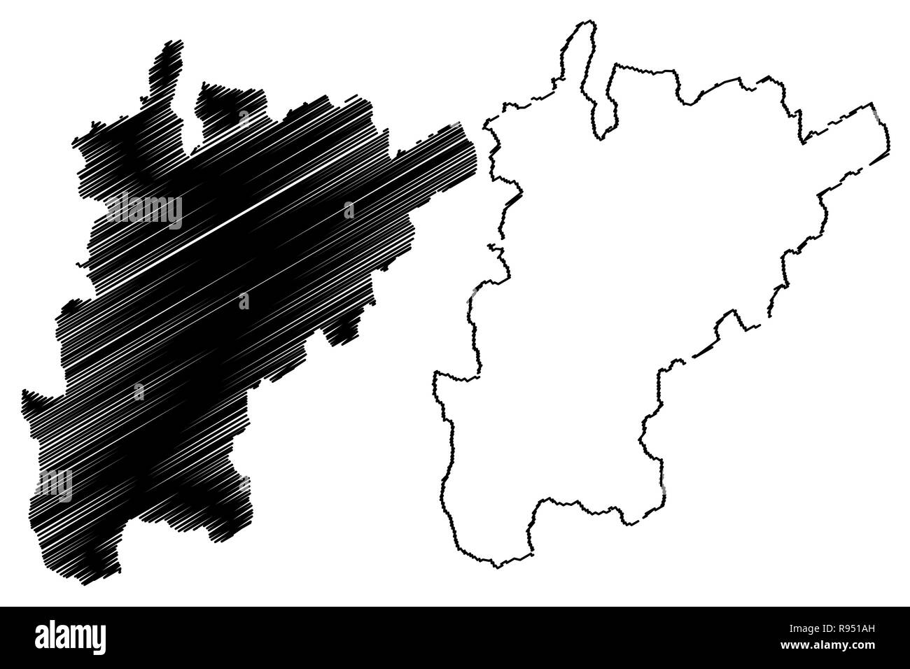 Uri (Cantons de Suisse, cantons, Confédération) map vector illustration gribouillage, croquis Canton d'Uri site Illustration de Vecteur