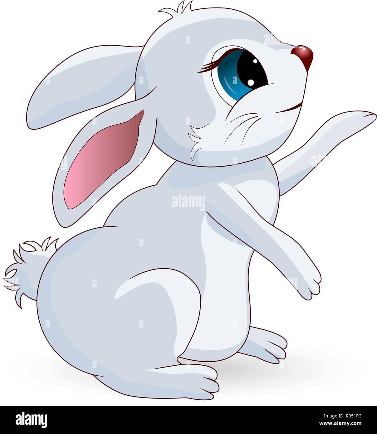Personnage. Lapin gris clair sur fond blanc. Illustration de Vecteur