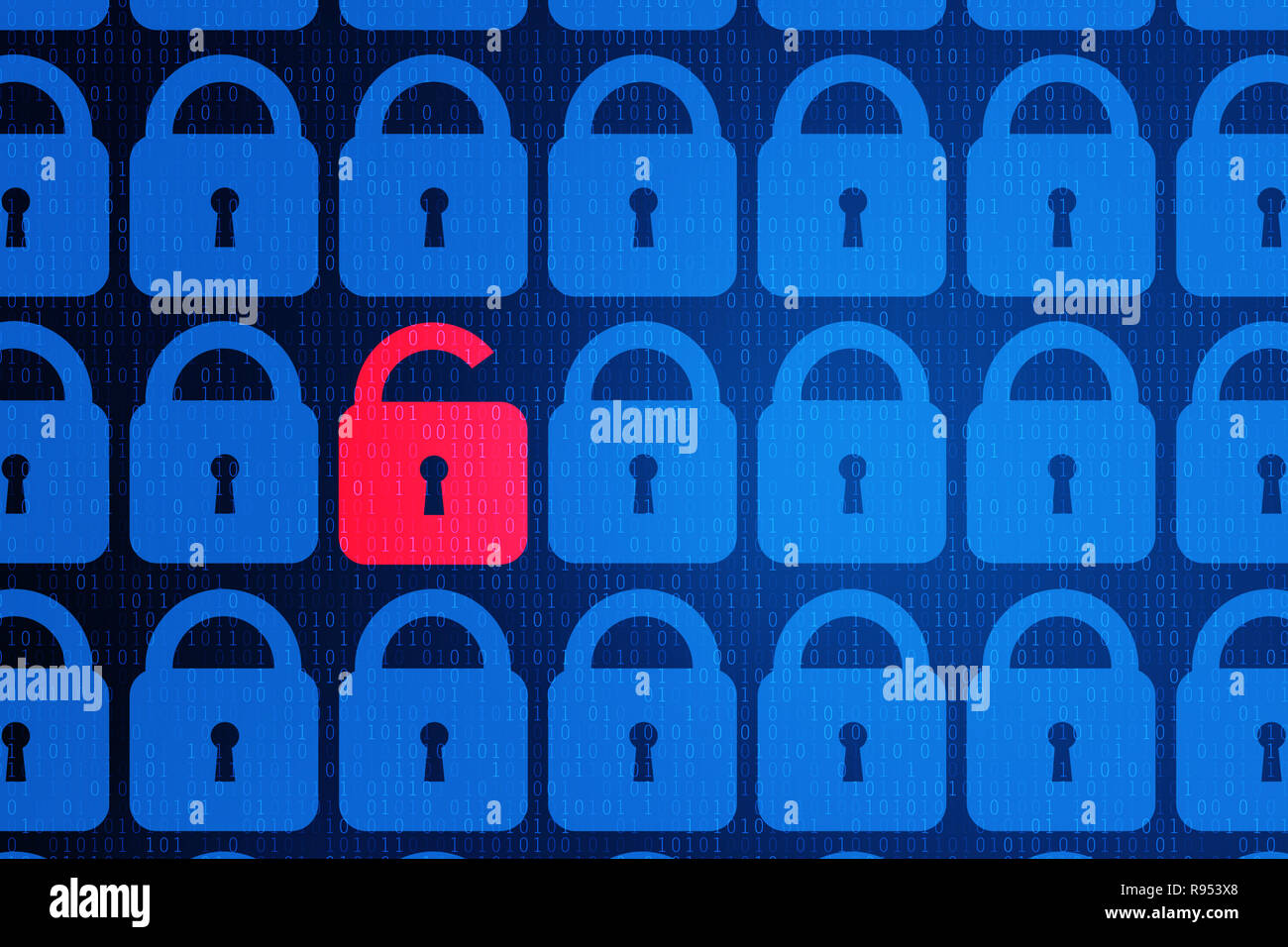 Les données internet numérique personal security concept fond bleu. Coffre-fort serfing www le cyberespace. Banque D'Images